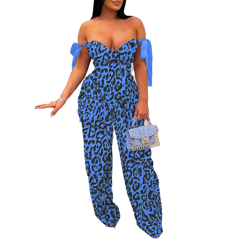 K3296 Printed Oil Painting Pattern Strap Drawstring Multi-Flap Pocket Pants Pants Set - Image 1